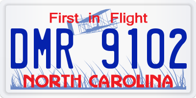 NC license plate DMR9102