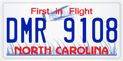 NC license plate DMR9108