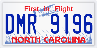 NC license plate DMR9196