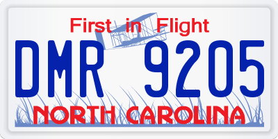 NC license plate DMR9205