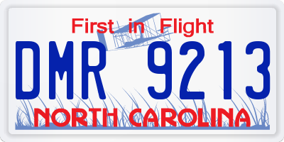 NC license plate DMR9213