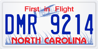 NC license plate DMR9214