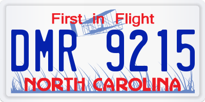 NC license plate DMR9215
