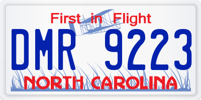 NC license plate DMR9223