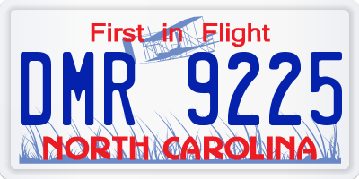 NC license plate DMR9225