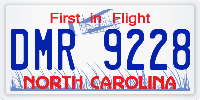 NC license plate DMR9228
