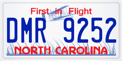 NC license plate DMR9252