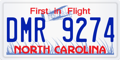 NC license plate DMR9274