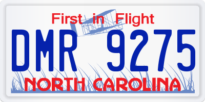 NC license plate DMR9275