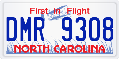 NC license plate DMR9308