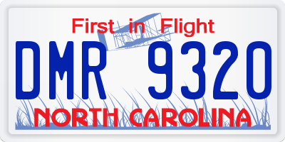 NC license plate DMR9320