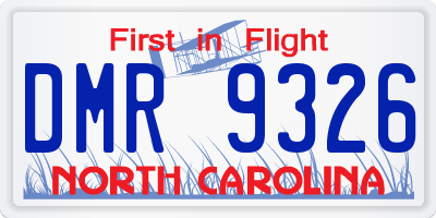 NC license plate DMR9326