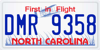 NC license plate DMR9358