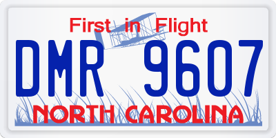 NC license plate DMR9607