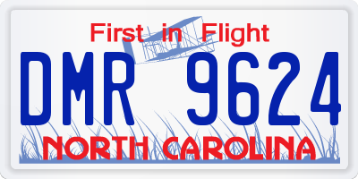 NC license plate DMR9624