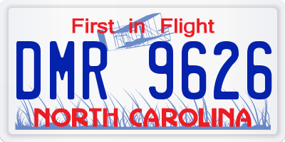 NC license plate DMR9626