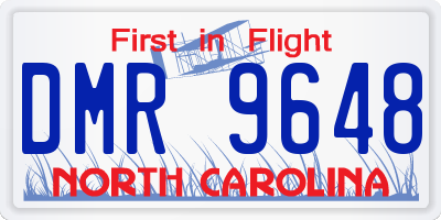 NC license plate DMR9648