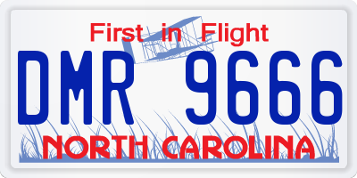 NC license plate DMR9666