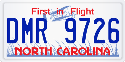 NC license plate DMR9726