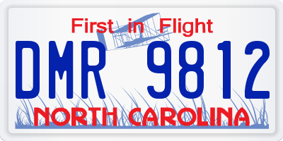 NC license plate DMR9812