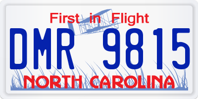 NC license plate DMR9815