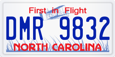 NC license plate DMR9832