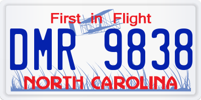 NC license plate DMR9838