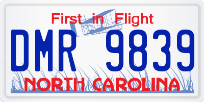 NC license plate DMR9839