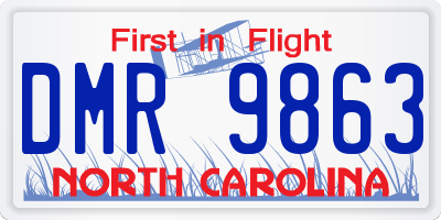 NC license plate DMR9863