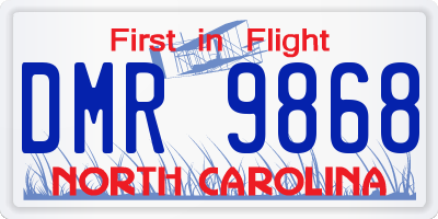 NC license plate DMR9868