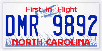 NC license plate DMR9892