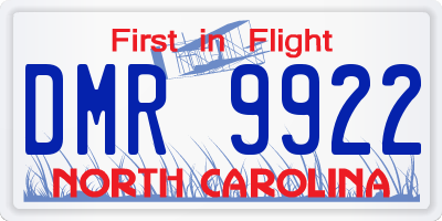NC license plate DMR9922