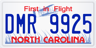 NC license plate DMR9925