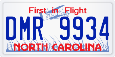 NC license plate DMR9934
