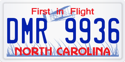 NC license plate DMR9936