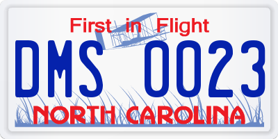 NC license plate DMS0023