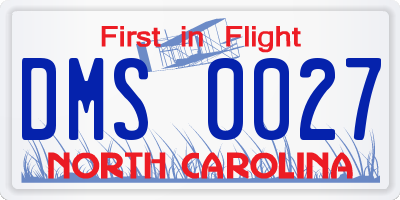 NC license plate DMS0027