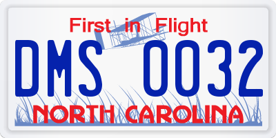 NC license plate DMS0032