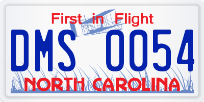 NC license plate DMS0054