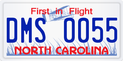NC license plate DMS0055