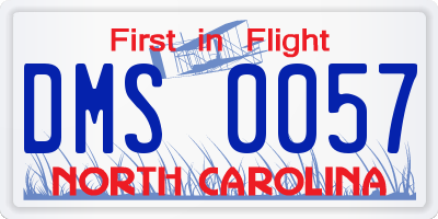 NC license plate DMS0057