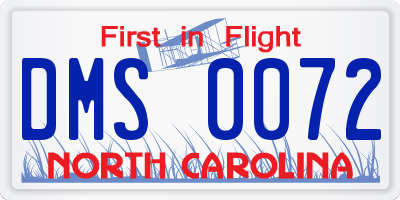 NC license plate DMS0072