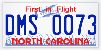 NC license plate DMS0073