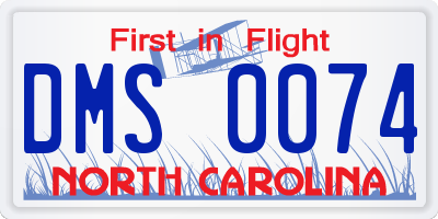 NC license plate DMS0074