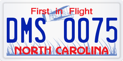 NC license plate DMS0075