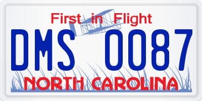 NC license plate DMS0087