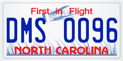 NC license plate DMS0096