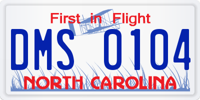 NC license plate DMS0104