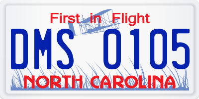 NC license plate DMS0105