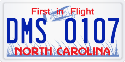 NC license plate DMS0107